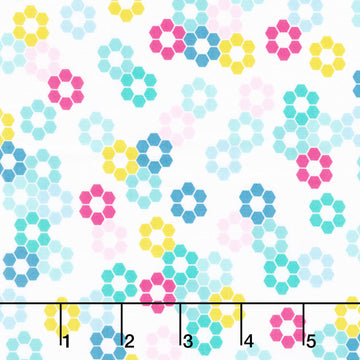 Color Pop Playground - Hexie Garden White Yardage