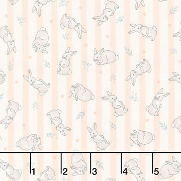 Little Ones - Bunnies Coral Yardage