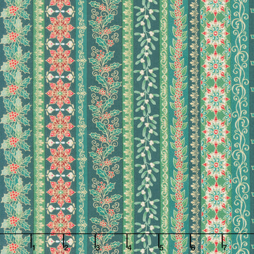Adorn - Garland Stripe Green Metallic Yardage