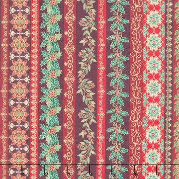Adorn - Garland Stripe Burgundy Metallic Yardage
