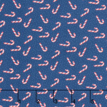 Christmas In Quilt Town - Candy Canes Tossed Navy Yardage
