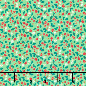 Christmas In Quilt Town - Floral And Holly Green Yardage