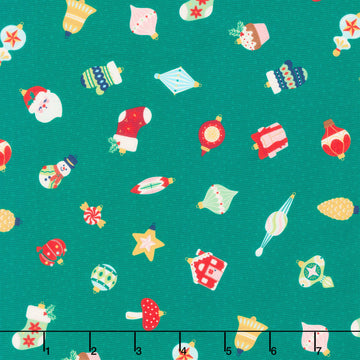Christmas In Quilt Town - Ornaments Tossed Green Yardage