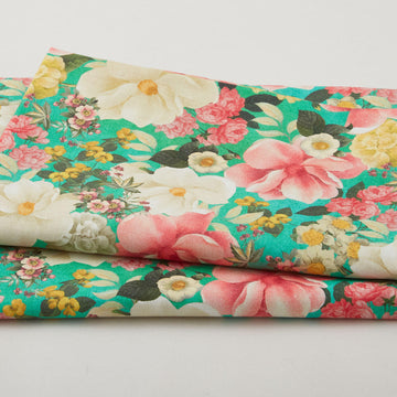 Birds & Blooms - Floral Turquoise 2 Yard Cut