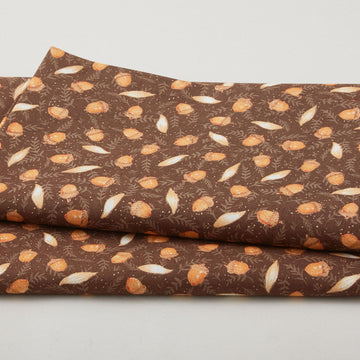 Ivory Fields - Tossed Acorns With Metallic Brown 2 Yard Cut