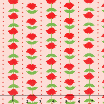 The Bright Side - Flower and Polka Dot Stripe Light Pink Yardage
