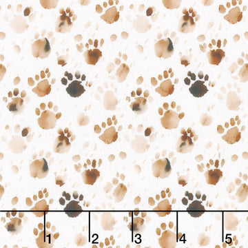 Paw and Whisker - Paw Prints Cream Yardage