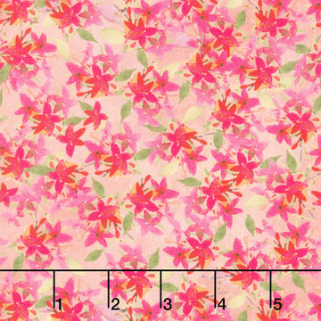 Fleur De Rose - Star Flowers Coral Yardage