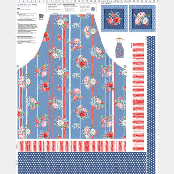 Americana - Apron Denim Canvas Digitally Printed Panel