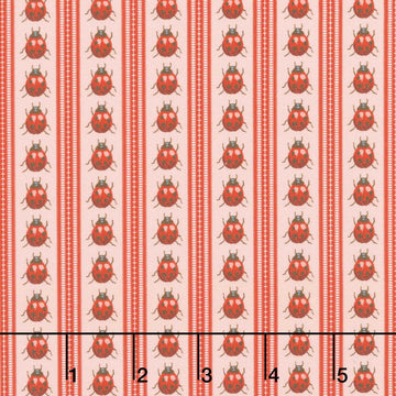 Garden Party - Ladybugs in Line Red Yardage