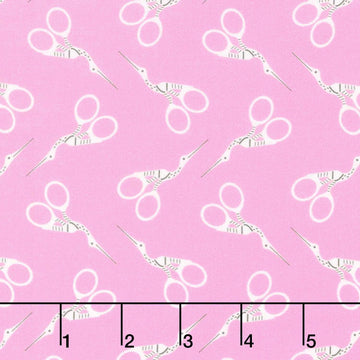 Bits and Bobs - Scissors Pink Yardage
