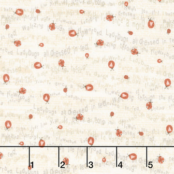 Love Bugs - Word Print Cream Yardage