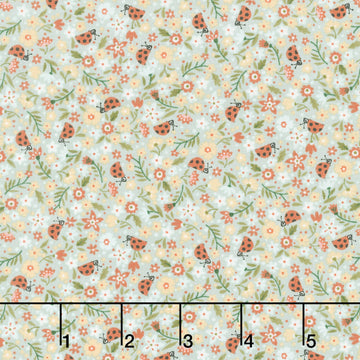 Love Bugs - Calico LIght Blue Yardage