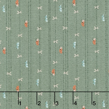 Love Bugs - Bug Stripe Dark Green Yardage