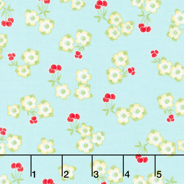 Jubilee - Small Cherry Toss Blue Yardage