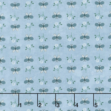 Friendship Garden - Mini Butterfly Blue Yardage