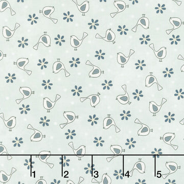Friendship Garden - Little Birds Light Blue Yardage
