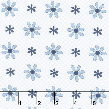 Friendship Garden - Daisy Check Light Blue Yardage
