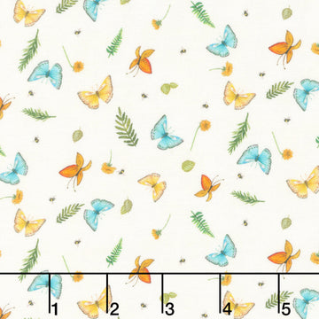 Happy Campers - Butterflies Light Yellow Yardage