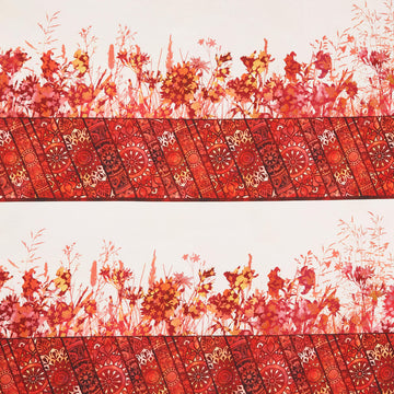 Allure - Border Stripe Red Yardage