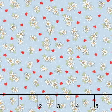 Be My Valentine - Flower Blue Yardage