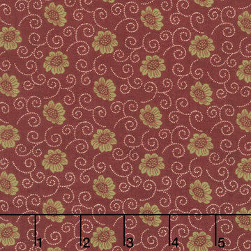 Oak Alley - Scroll Flower Red Yardage