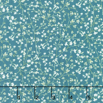Terrace Blooms - Vines Blue Yardage