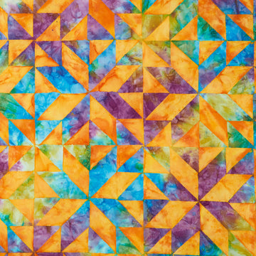 Quilt Blocks - Quilt Block 4 Cheater Print Tangerine 108" Wide Yardage