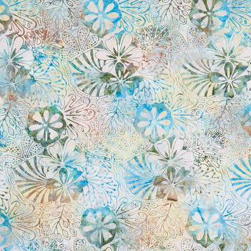 Monstera Deliciosa Batiks - Collage Light Blue Yardage