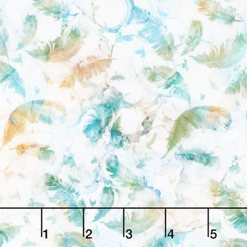 Raven's Call - Feathers White Multi Digitally Printed Yardage