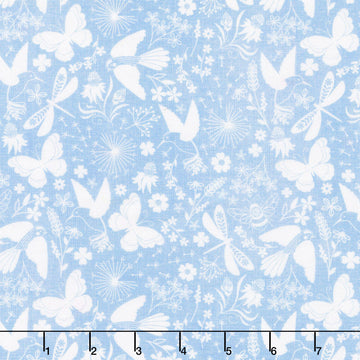 Ingrid's Wildflowers - Packed Tonal Birds and Insects Sky Yardage
