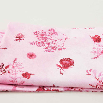 Peony Bloom - Pink Tossed Stemmed Florals 2 Yard Cut