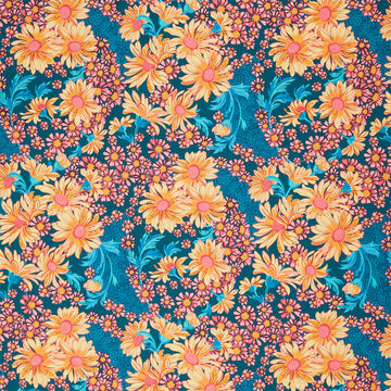 Sunflower Sonata - Daisies Teal Yardage