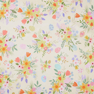 Happy Easter - Flower Bouquets Cream Yardage