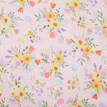 Happy Easter - Flower Bouquets Pink Lemonade Yardage