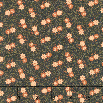 Love Mom - Flowers, Dots Black Yardage