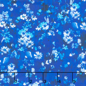Painterly Petals - Valley Wild Floral Blue Yonder Yardage