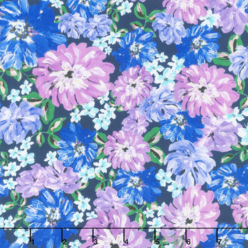 Painterly Petals - Valley Peony Floral Wineberry Yardage