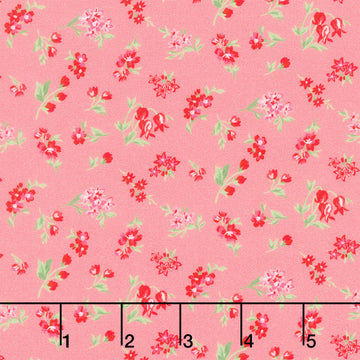 Fabric Market - Tossed Flower Sprigs Guava Yardage