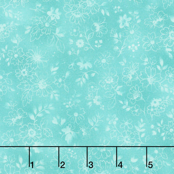 Fabric Market - Tonal Florals Turquoise Yardage