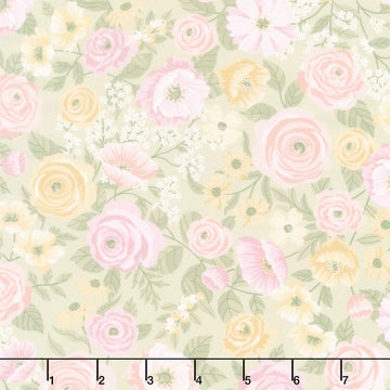 Layla - Multi Floral Celadon Yardage