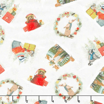 Holly Woods - Critter Vignette Pearl Digitally Printed Yardage