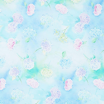 Dream - Tossed Hydrangeas Sky Digitally Printed Yardage