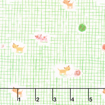 Heather Ross Favorites - Kitten Plaid Green Yardage