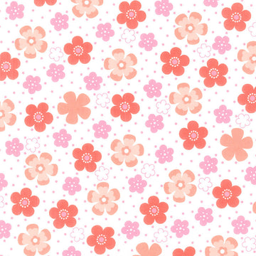 Cozy Cotton Flannels - Flowers Peach Multi Yardage Primary Image