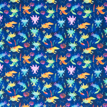 Novelty - Cute Axolotl Salamander Royal Yardage Primary Image