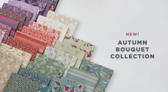 A fat quarter bundle full of floral prints in a stunning autumn color palette. 