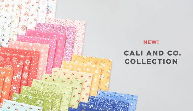 xShop precuts & yardage in fun calico fabric prints from the Cali and Co. collection by Corey Yoder for Moda Fabrics