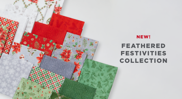 Fat quarter bundle of assorted holiday prints in a bird theme.