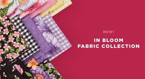 the in bloom fabric collection features gorgeous florals with bees, blenders and gingham check prints to sew up a quilted garden!